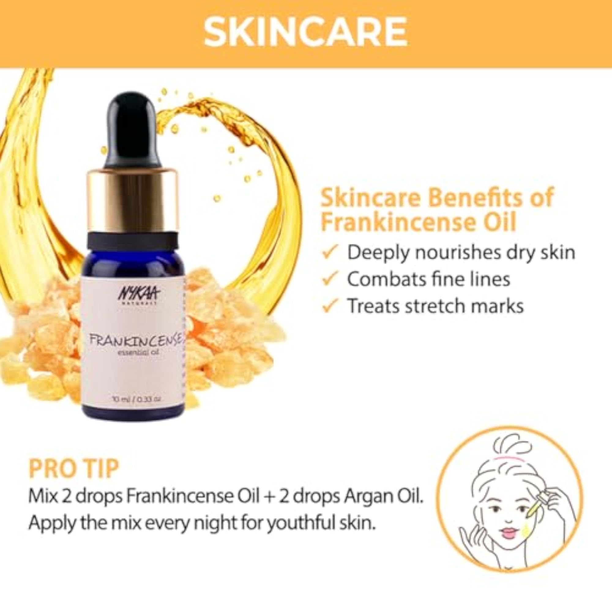 Frankincense Essential Oil, 10ml Cold Pressed for Skincare & Haircare